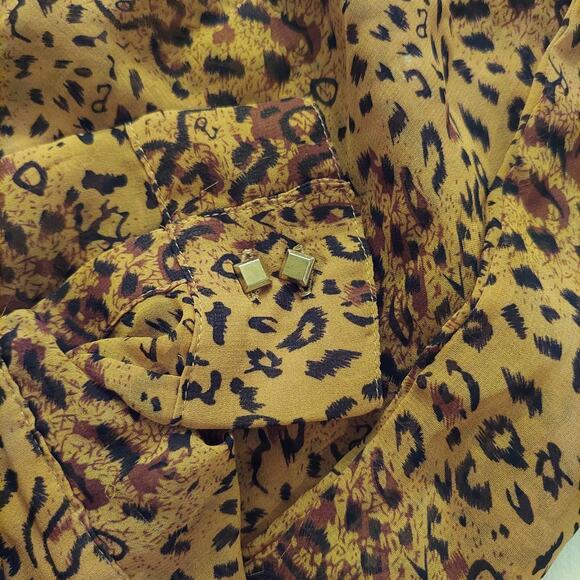 BCBG MaxAzria Blouse Small Sheer Lace Up Animal Print - Picture 10 of 10